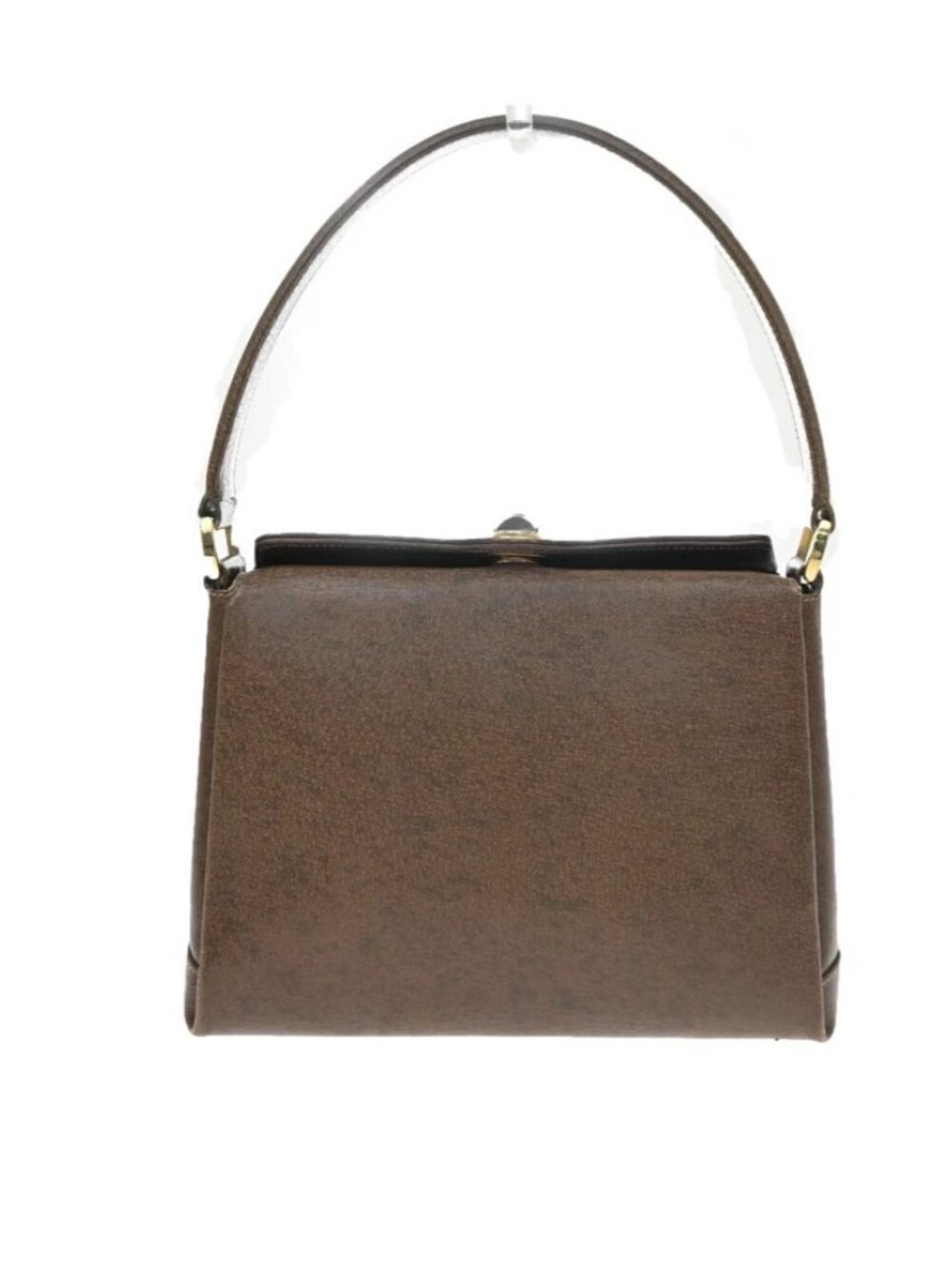 GUCCI Logo Shoulder Hand Bag Turn Lock Leather Brown GHW Italy 35KD066